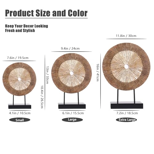 XMGZQ Wood Color Minimalist Round Statue Above Cabinet Decor Kitchen,Modern Decorative Sculpture Home Decorations for Living Room Coffee Table,Shelf Decor Items,Center Pieces Decoration (Extra Large) - size: Extra Large