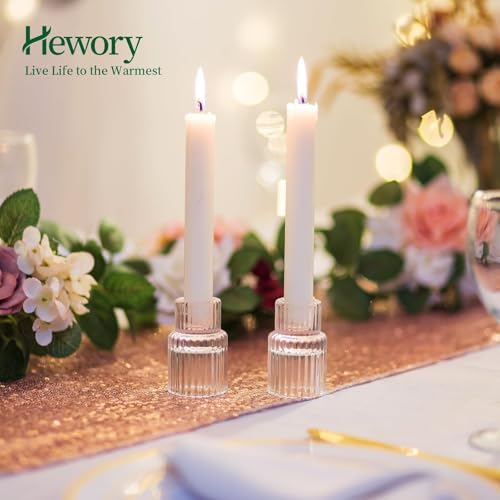 Hewory Taper Candle Holders Bulk, 20PCS Clear Glass Candlestick Holders - color: Clear, size: 20PCS
