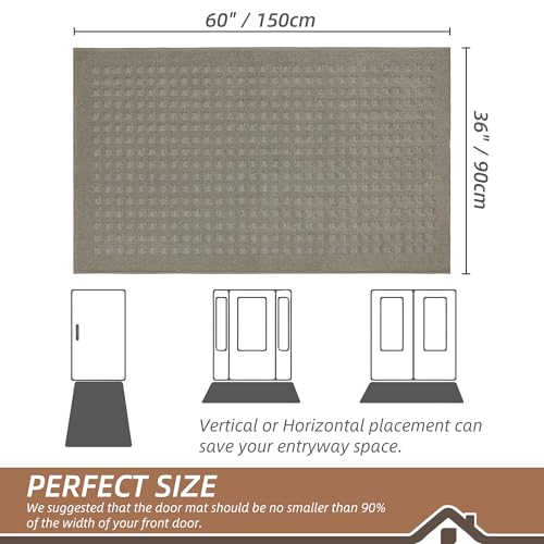 BEQHAUSE Dirt Trapper Door Mats 36"x60", Non Slip Washable, Beige - color: Beige, size: 36" X 60" (Rectangular)