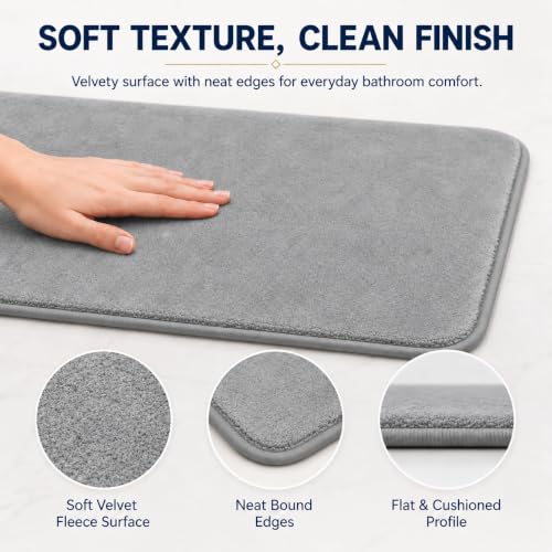 RUN HELIX Bathroom Rugs Sets 3 Piece, Soft Absorbent Memory Foam Bath Mats Set, Dry Fast Bath Mat, Machine Washable Bath Rug Set for Bathroom (Ash Gray) - color: Ash Gray