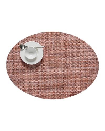 Chilewich Mini Basketweave Placemats, Woven Oval Placemats Set of 4 - color: Cinnamon, size: 14"x19.25"