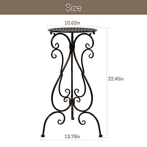 NAKUPE 2 Pack Plant Stands Indoor Outdoor, Metal Flower Pot Holder 22.5 inch Tall, Heavy Duty Pedestal Plants Stand for Patio Garden Porch Corner Balcony, Brown