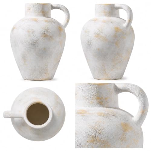 UPWOIGH 12in Ceramic Flower Vase with Handles - color: Off-white, size: 12''