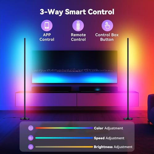RGB LED Corner Floor Lamp, Music Sync, App Remote, Ambient Lighting