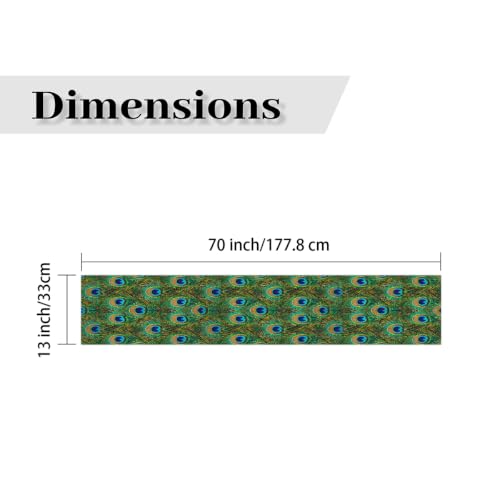 AUUXVA Table Runner Peacock Feather Durable Luxury Dresser Scarf Tabletop Cloth for Wedding Dining Table Holiday Party Kitchen Home Decoration 13x70in - color: Peacock Feather, size: 13x70(in)