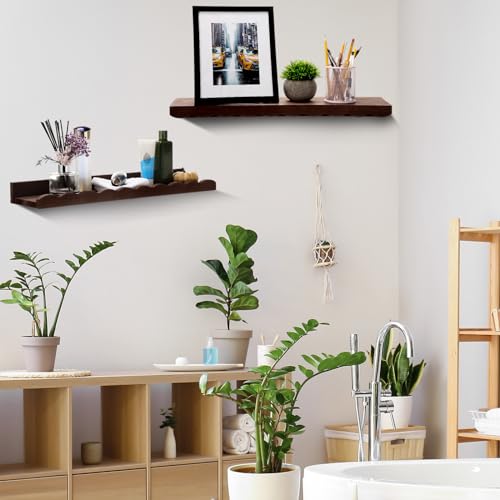 Suzile 2 Pcs Scalloped Floating Wall Shelves,23",Walnut Brown - color: Walnut Brown, size: 23"