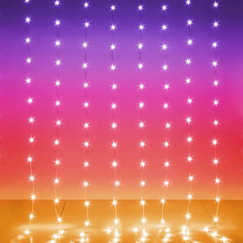 LED Curtain Lights 8ft x 6ft, 144 RGB Color Changing Fairy Lights - size: 144-LED RGB 8ft x 6ft