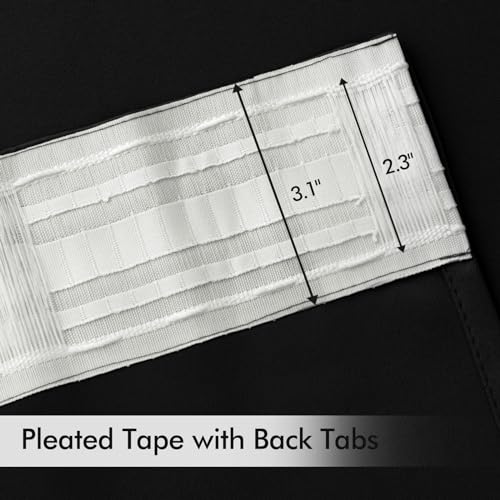 MIULEE 2 Panels Set Black Back Tab Blackout Curtains 52x96 Inch Long - color: Black, size: 52"W x 96"L (Pack of 2)