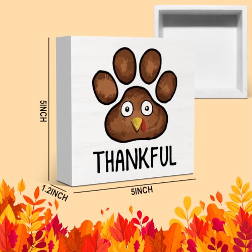 Dog Paw Turkey Thankful Fall Thanksgiving Wood Sign for Home Decor1609 - color: Thankful