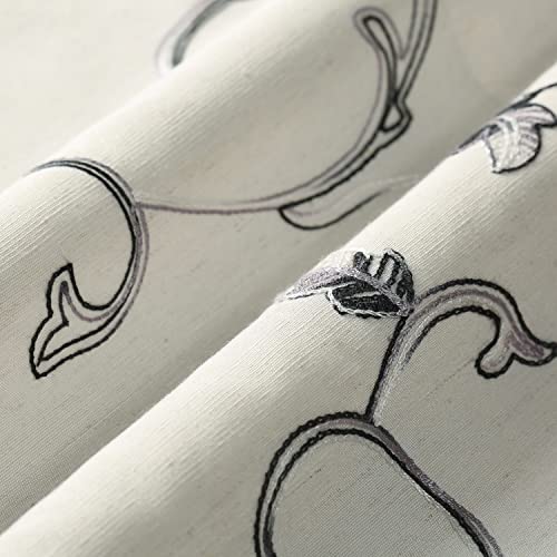 VOGOL Gray Vine Tier Curtains, 30 x 24 Inches, 2 Panels - color: Grey, size: 30"W x 24"L (Pack of 2)
