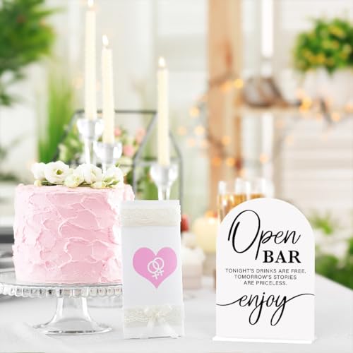 Acrylic Wedding Sign Wedding Signs for Ceremony Open Bar Sign for Wedding Modern Calligraphy Arch Acrylic Table Top Sign for Wedding Reception and Event Party Table(white) - color: Open Bar