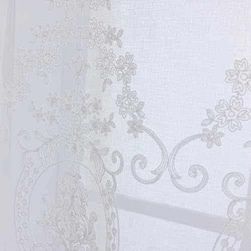 Sheer Embroidered Tie Up Curtains for Bathroom Lace 42 x 63 Inch - size: 42"W x 63"L (Pack of 1)