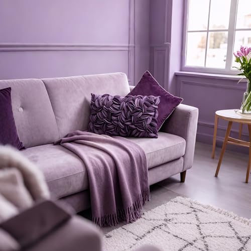 KINGROSE Hand Crafted Stereo Flower Throw Pillow Cover Rectangular Cushion Cover Soft Pillow Case for Sofa Couch Chair Bed Living Room Office 12 x 20 Inches Velvet Purple - color: Purple - Velvet