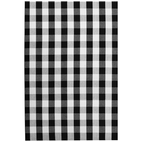 KOZYFLY Buffalo Plaid Area Rug 5x7 ft Living Room Rug, Black and White - color: Black and White, size: 5' x 7' (Rectangular)