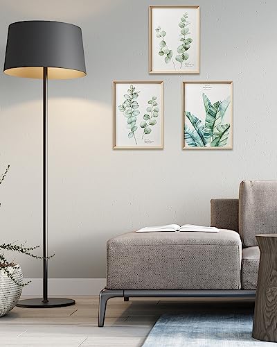 12x16IN Green Plant Eucalyptus Leaf Framed Wall Art, Set of 3 - color: Framed Green Leaf, size: 16"L x 12"W