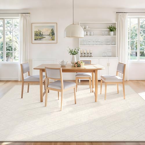 5x7 Area Rugs Washable Rug: Geometric Moroccan Farmhouse Rugs Large Living Room Rug Modern Neutral Soft Non-Slip Low Pile Printed Pattern Carpet for Bedroom Dining Room Nursery Office (Beige, 5'x7') - size: 5' x 7' (Rectangular)