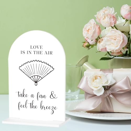 Wedding Fan Signage Take A Fan Sign for Wedding Engagement Ceremony Reception wedding fan Acrylic sign for Table Desk - color: take a fan
