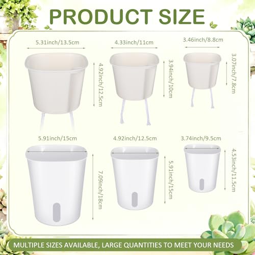 Ziliny 18 Pcs Self Watering Pots Plastic Plant 3 Sizes Flower Plant Pot with Inner White Flower Pots for Indoor House Plants Plastic Self Watering Pot for Herbs Flowers (S,M,L) - size: S,M,L
