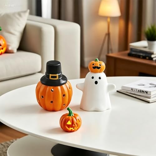 Halloween Ghost Figurine Pumpkin Spooky Resin Finger Statue Decor - color: Styl 14