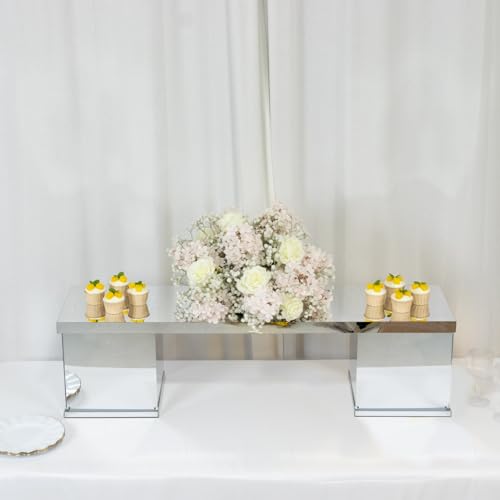 Efavormart Silver Plexiglass Connector Plate for Rectangular Pillar Pedestal Stands, 4mm Thick Mirror Finish Acrylic Table Top Bridge with Protective Film 46"x12" - size: 45.5'' Silver