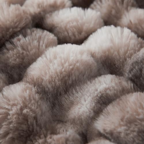 COOVA Soft Bubble Faux Fur Throw Blanket, 60"x80", Tie-dye Brown - color: Tie-dye Brown, size: 60“x80”