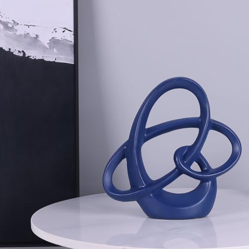 QIANLING Blue Knot Statue Decor - Modern Sculptures Home Decor, Resin Abstract Decor Art Accent,Blue Centerpieces for Living Room, Bedroom, Bathroom, Office, Shelf, Mantel - Wedding, Coffee Table - color: Blue-b