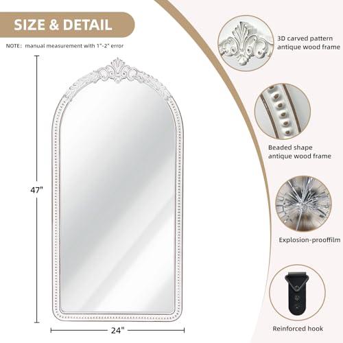 47x24 Inch Vintage Wood Arched Full Length Mirror - color: C - Arch - 47x24 in