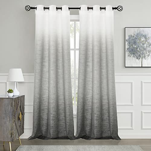 Central Park Ombre Semi Sheer Curtain, Cream White to Grey, 40" Wx108 Lx2 - color: Grey, size: 40"W x 108"L (Pack of 2)