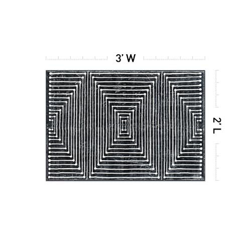 Rugshop Bohemian Stripes Marbella Non-Slip Washable Area Rug Black 2' x 3' - color: Black, size: 2' x 3' (Rectangular)