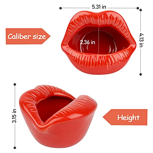 Trycooling Ceramic Red Lips Lipstick Ring Holder, Light Red - color: Light Red