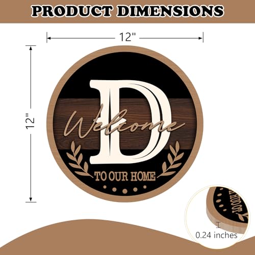 Monogram Letter D Front Door Sign, Welcome to Our Home Family Last - color: D