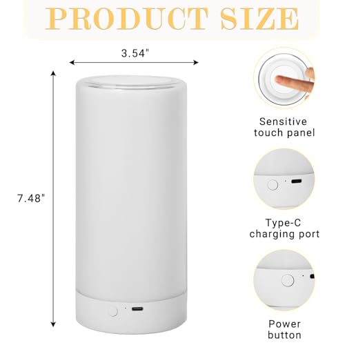 UNIFUN Night Light Touch Control RGB Rechargeable Bedside Lamp Dimmable - size: Taller Size1