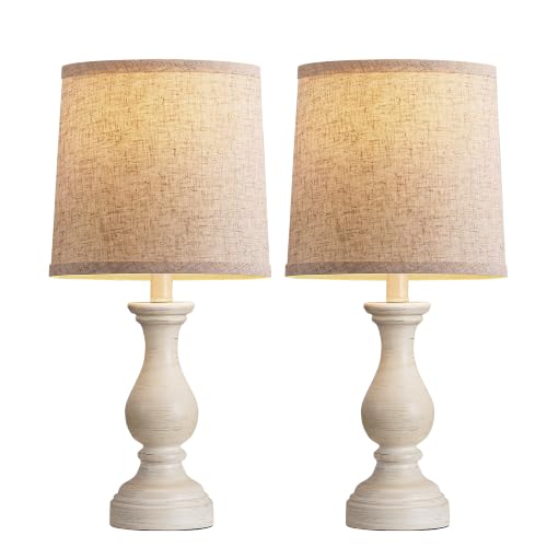 22" Farmhouse Table Lamps Set of 2, Rustic Bedside Lamps for Bedroom - color: B. Antique White