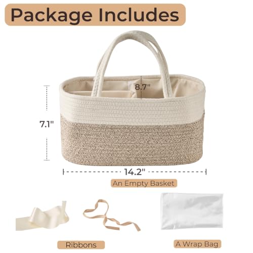 Diaper Caddy Organizer, Gift Basket for Baby Shower, Newborn Essentials - color: Gift White/Beige, size: Small