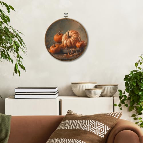 JUIOEIU Fall Orange Pumpkin Leaves Thanksgiving Round Wall Decor 1000 - color: Pumpkin
