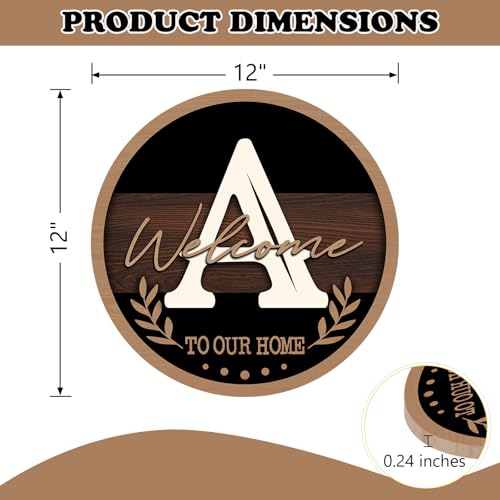 Monogram Letter A Front Door Sign, Welcome to Our Home Family Last - color: A