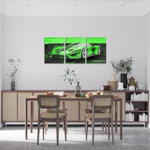 Feelyou Race Car Wall Art 12" x 16" x 3 - color: Bean Green
