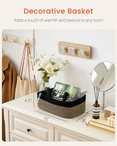 KALLAX Small Woven Storage Basket for Organizing, 12 x 8 x 4.5 inch, 3 Pack - color: Black & Brown, size: 12"L x 8"W x 4.5"H