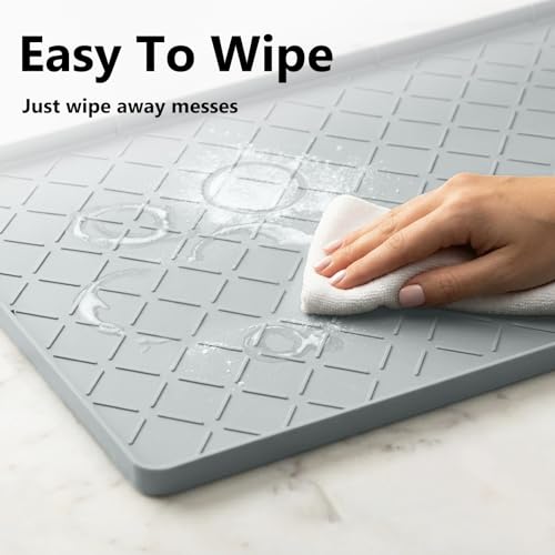 Mateeylife Under Sink Mat Kitchen Waterproof, Silicone Sink Tray 22"X31" - color: Light Grey, size: 22''W x 31''L