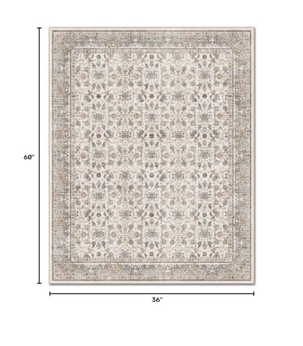 Washable 3x5 Entryway Rug, Non-Slip Door Mat, Cream/Light Blue - color: Cream/Light Blue, size: 3' x 5' (Rectangular)