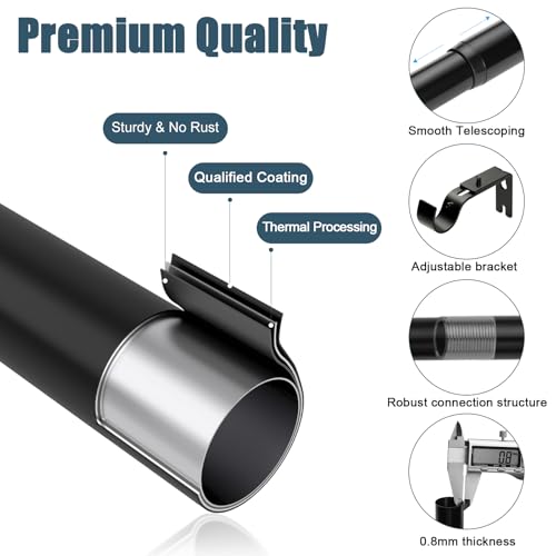 Curtain Rods for Windows 18" to 28",Matte Black - size: 18in-28in