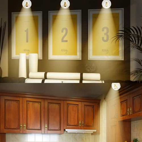 Wireless Spotlight Battery Operated with Remote Control, 2-Pack Under Cabinet Closet Light with Timer Function for Under Counter, Shelf, Bookcase, Cabinet, Paintings, Pictures, Accent - color: White Gold