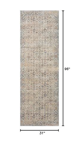 Loloi Angela Rose Blake Beige/Denim 2'-7" x 8'-0" Runner Rug - color: Beige / Denim, size: 2'7" x 8' (Rectangular)