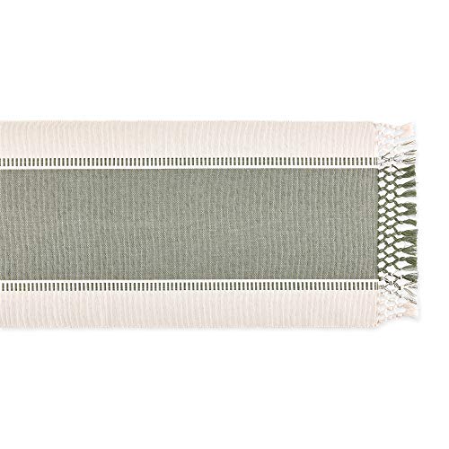 DII Dobby Stripe Table Runner, 13x108 Artichoke & Cream Background - color: Artichoke Green, size: 13x108"