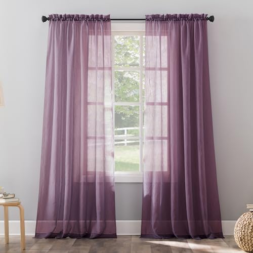 No. 918 Erica Crushed Sheer Voile Rod Pocket Curtain Panel, 51" x 84", Purple - color: Purple, size: 51"W x 84"L (Pack of 1)