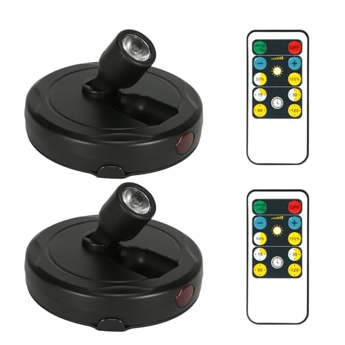 Wireless Spotlight Battery Operated, Indoor Plant Light, LED Puck Lights - color: Pure Black