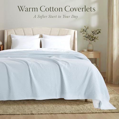 Threadmill Luxury Cotton Blankets for Twin Size Bed | All-Season 100% Cotton Twin Blanket for Bed | Aster Jacquard Lightweight, Soft & Cozy Coverlet, 350GSM, 68 x 90 inches | Light Blue - color: Aster Light Blue, size: Twin / Twin-XL