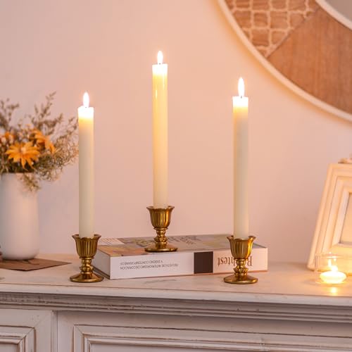 Romadedi Gold Candlestick Candle Holders, Brass Color, Pack of 2 - size: 2 PCS