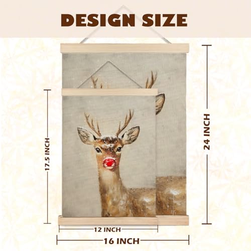 Luvadian Winter Wall Art - Rudolph Red Nose Reindeer, 16x24 Inch - color: Christmas Reindeer, size: 16x24