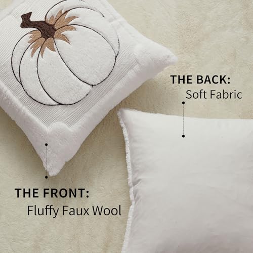 Allorry Fall Pillow Covers 18x18 Cream White Pumpkin Leaves Home Decor21D18 - color: Cream White Pumpkin Leaves, size: 18" x 18" (Pack of 2)